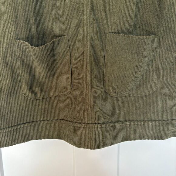 Women’s Army Green Corduroy Mini Dress Overall Pinafore Size S New - Picture 4 of 8